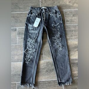 Zara Black Distressed Skinny Jeans
